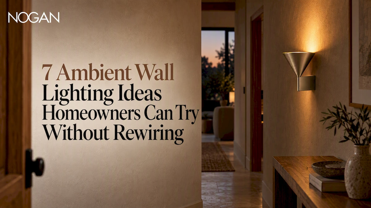 Kruluma wall light glowing in warm hallway