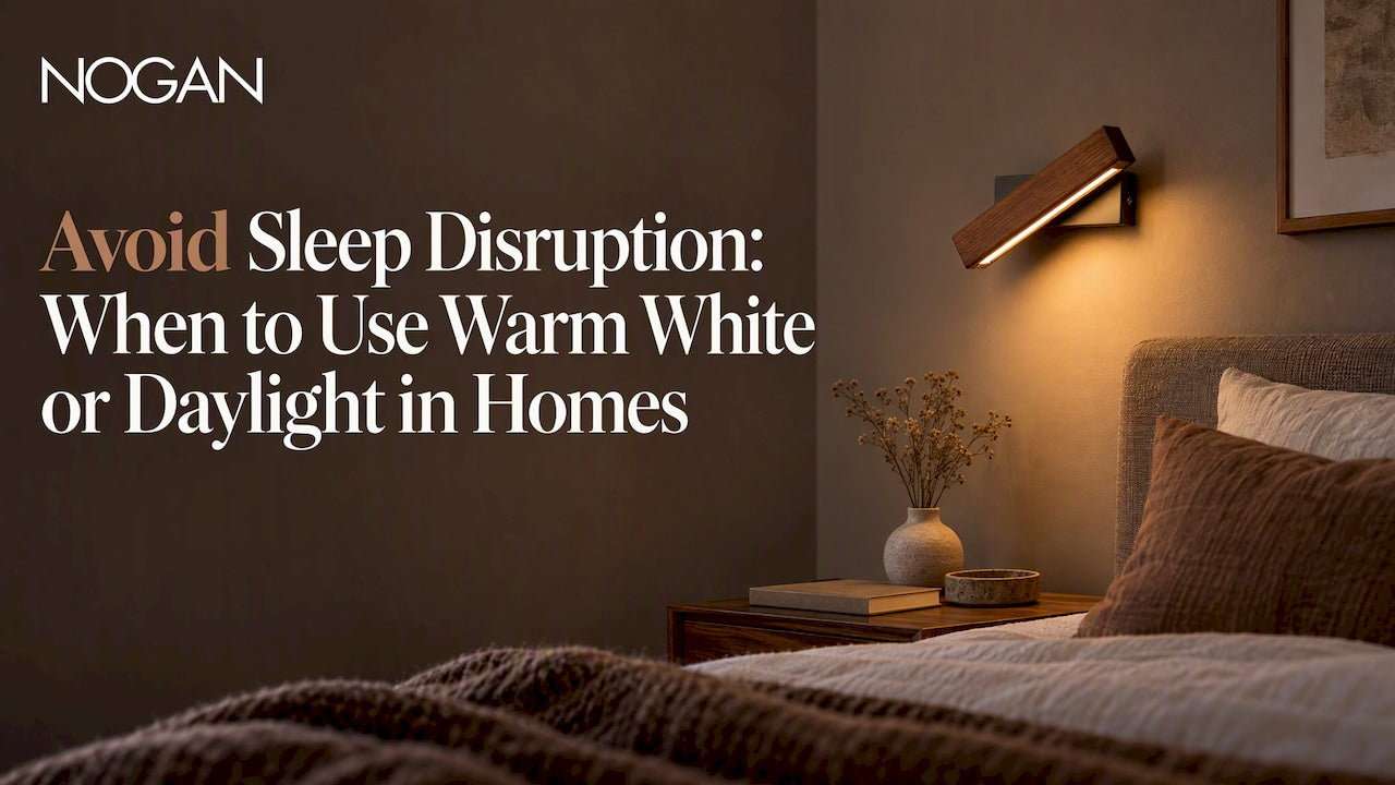 Warm NOGAN wall light glowing in bedroom