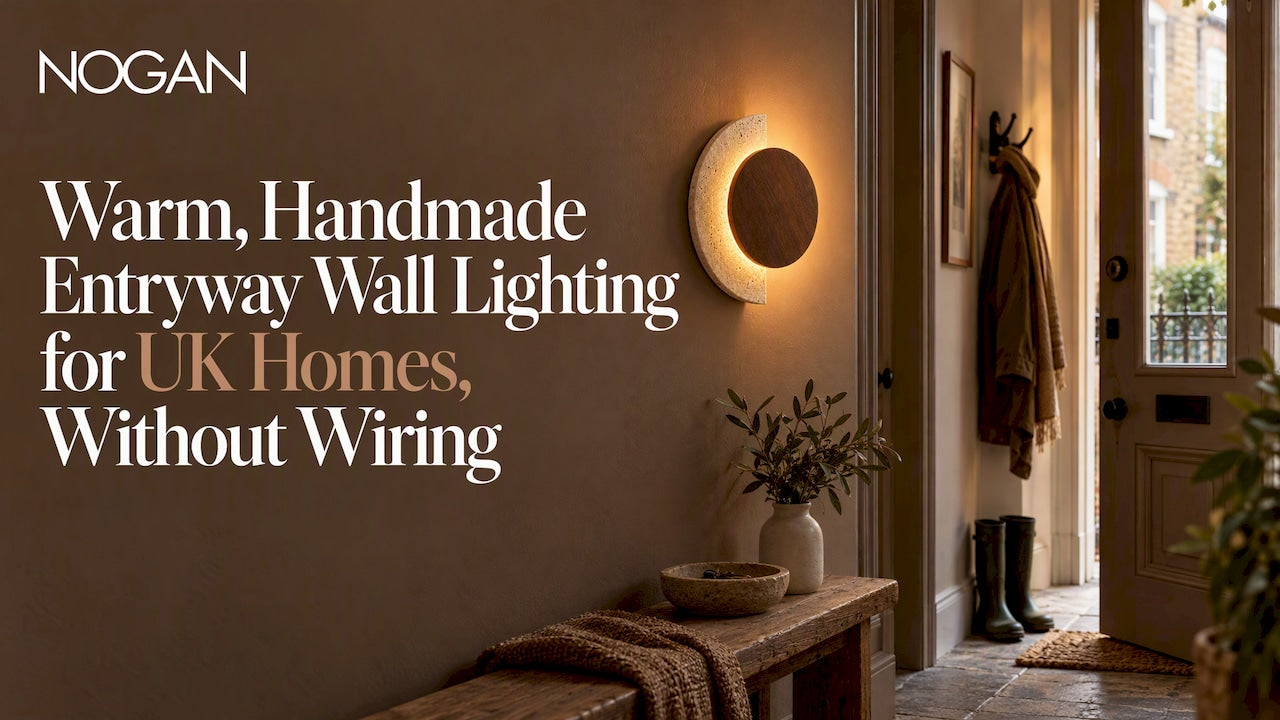 Warm NOGAN wall light in a UK entryway