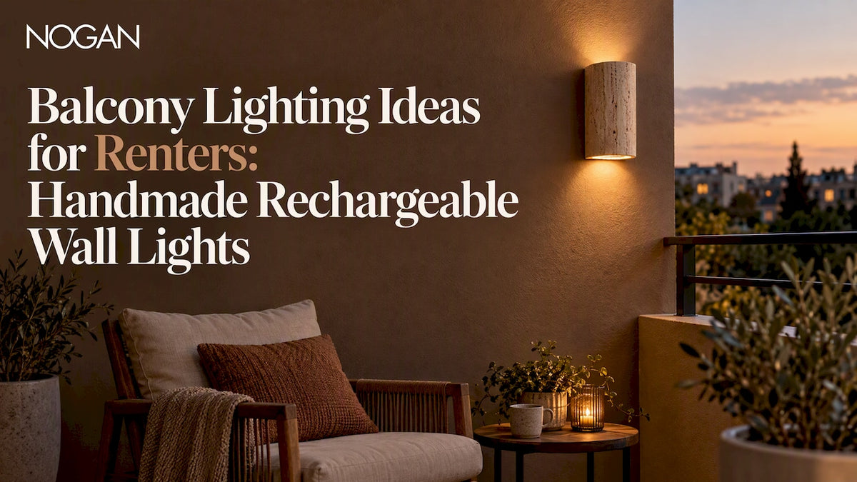Warm NOGAN wall light on rental balcony