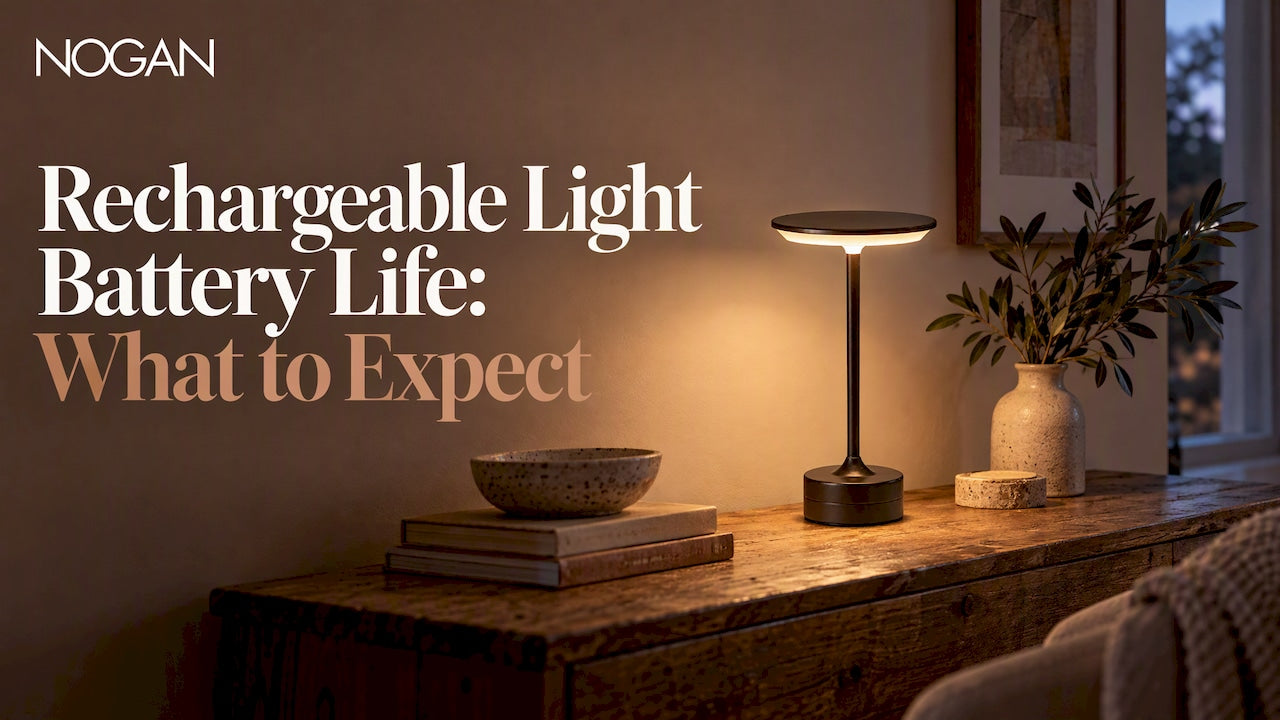 NOGAN rechargeable table lamp glowing at dusk