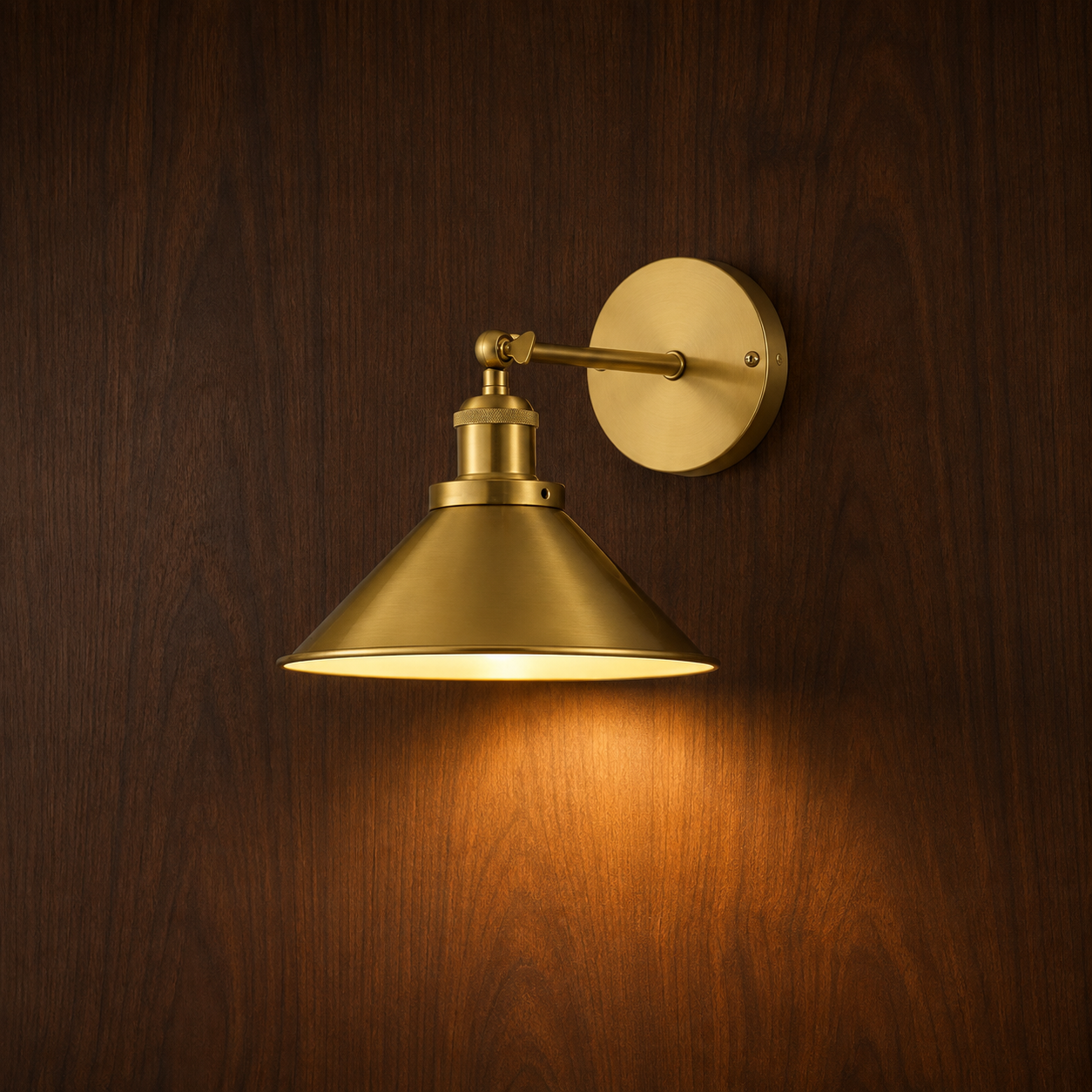 Blid adjustable vintage brass wall light on a wall, NOGAN Lights