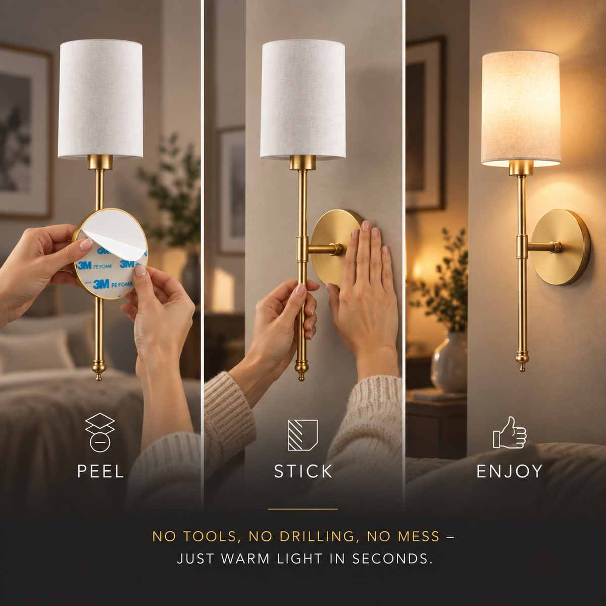 Rechargeable Cylindrical Wall Lights, Set of 2 | Elin Gold