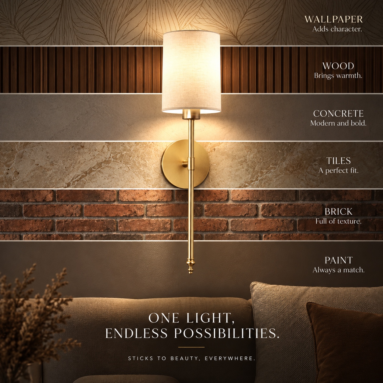Rechargeable Cylindrical Wall Lights, Set of 2 | Elin Gold