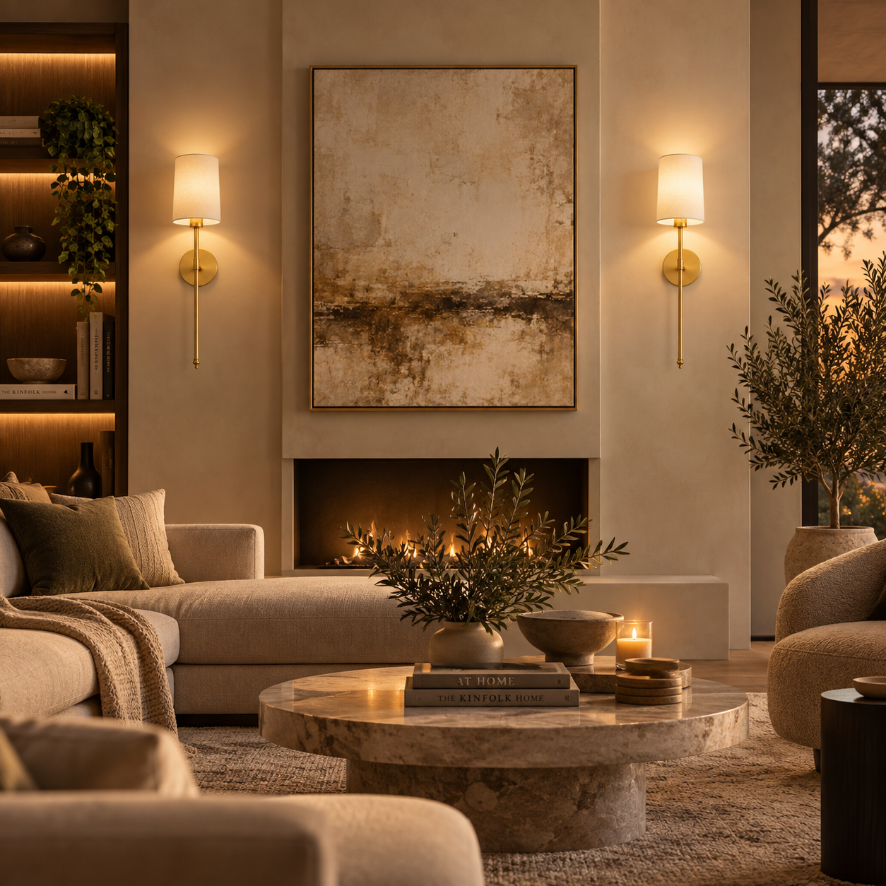 Rechargeable Cylindrical Wall Lights, Set of 2 | Elin Gold