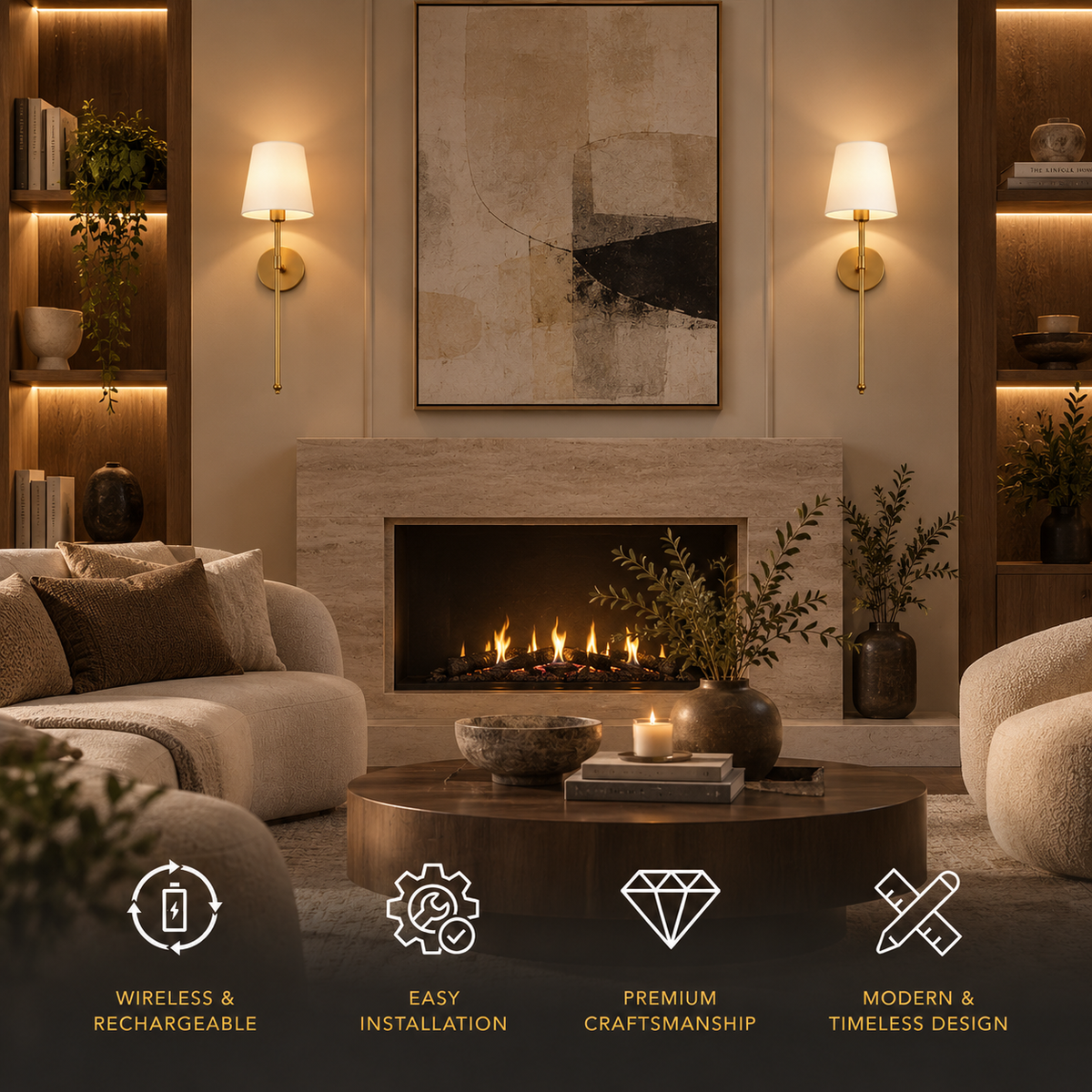 Rechargeable Modern Wall Lights | Vika Gold