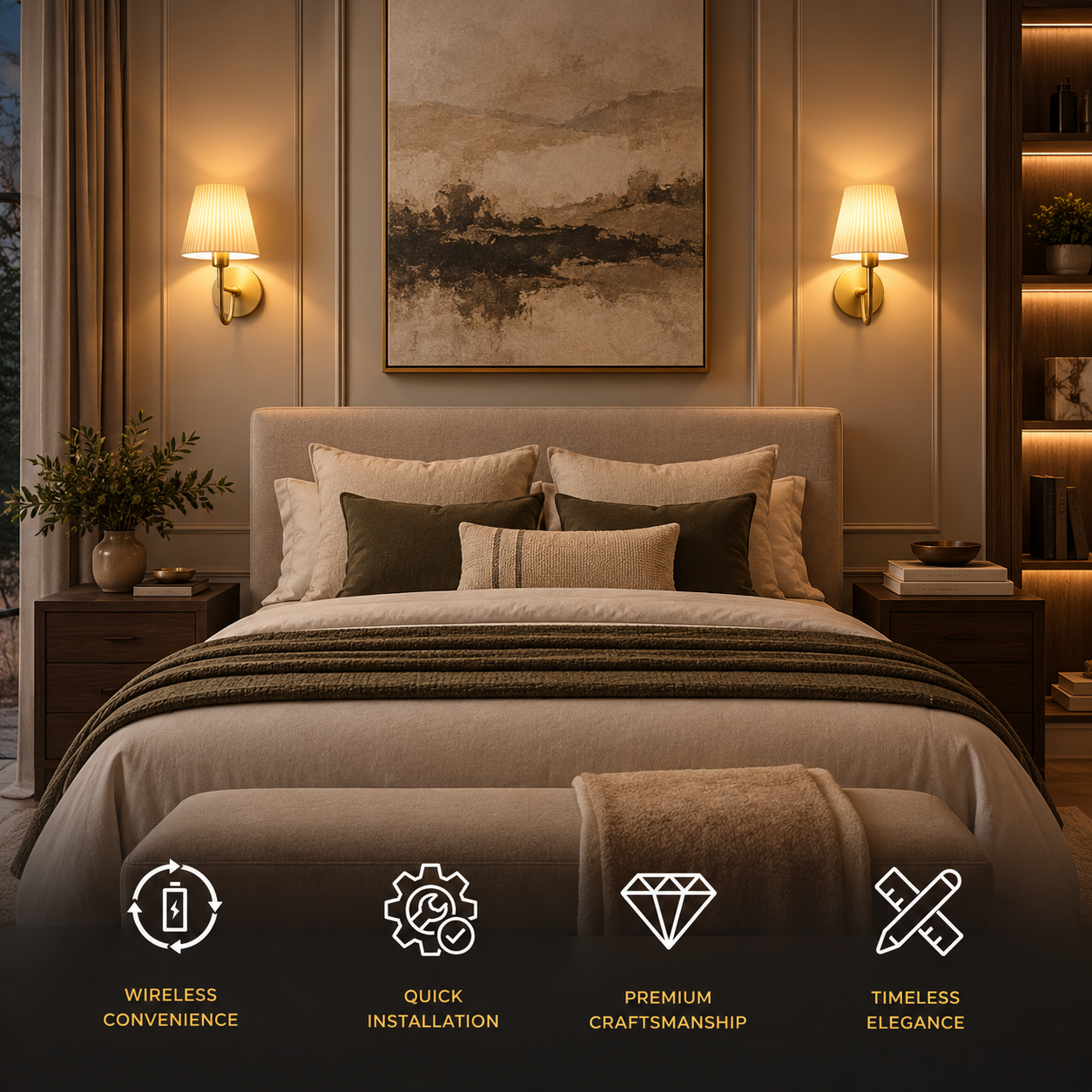Rechargeable Wireless Curved Wall Lights, Set of 2 | Signe