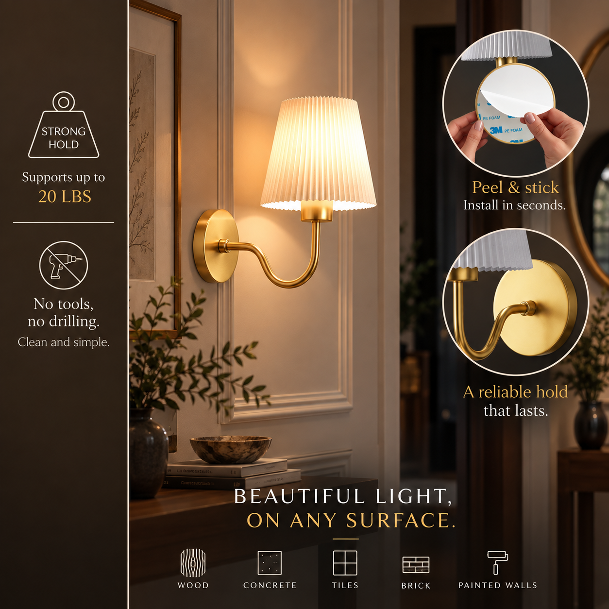 Rechargeable Wireless Curved Wall Lights, Set of 2 | Signe