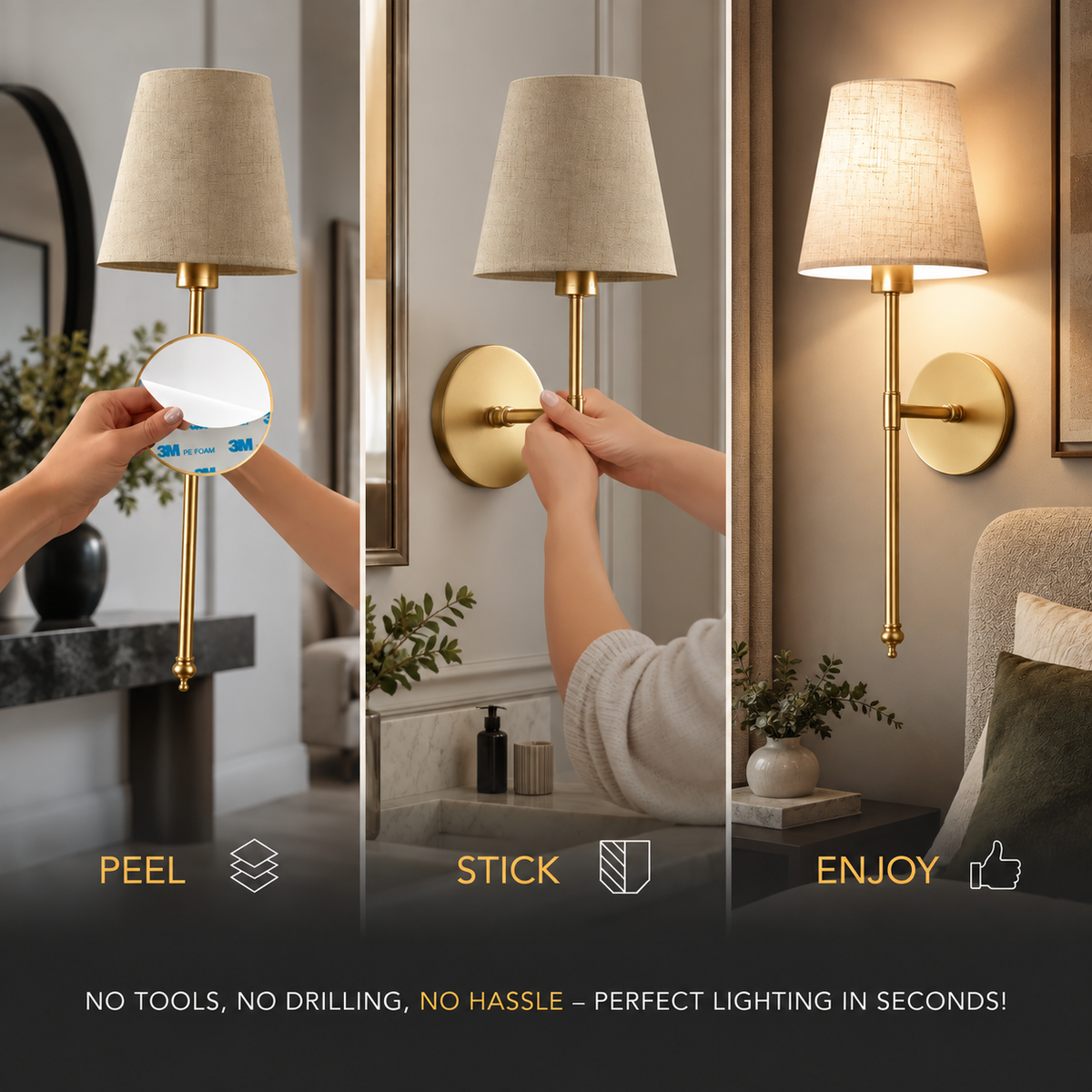 Rechargeable Wireless Wall Lights, Set of 2 | Tiki Sand