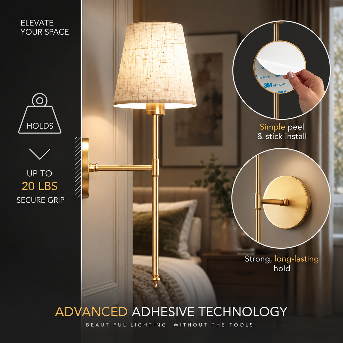 Rechargeable Wireless Wall Lights, Set of 2 | Tiki Sand
