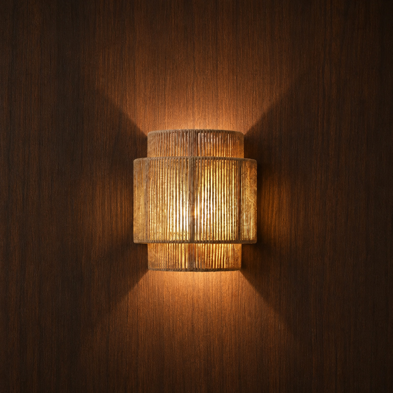 Balva natural rattan and hemp wall light on a wall, NOGAN Lights