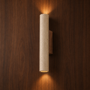 Néva minimalist travertine and wood wall light on a wood wall — NOGAN Lights