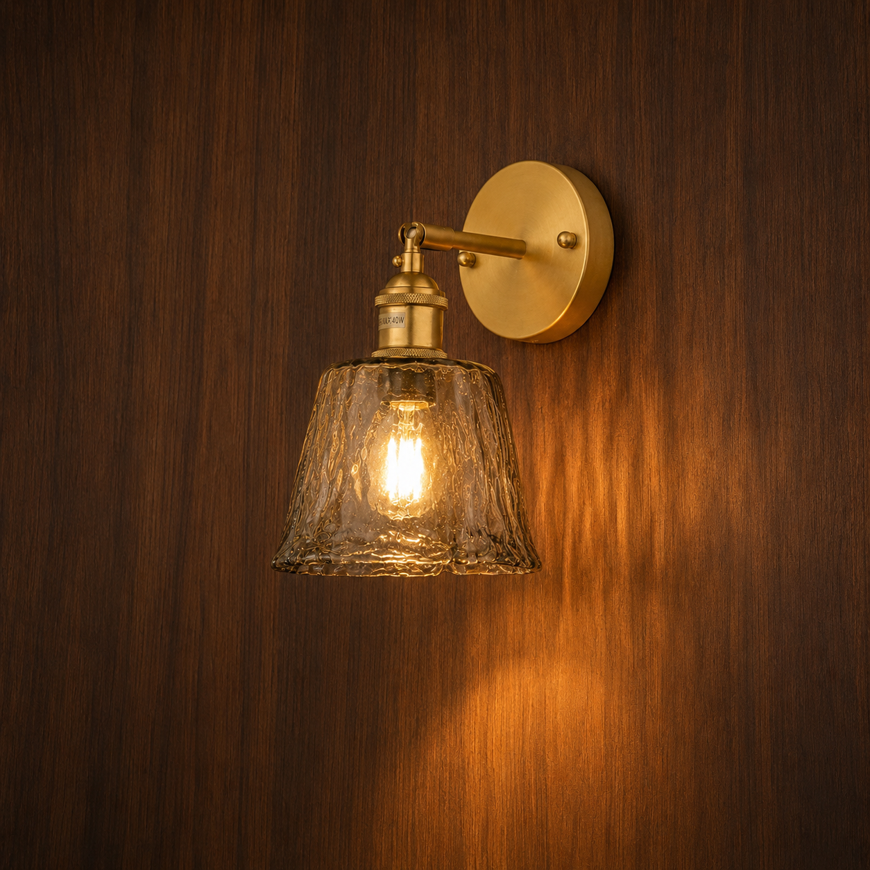Dvale vintage amber glass wall light on a wall, NOGAN Lights