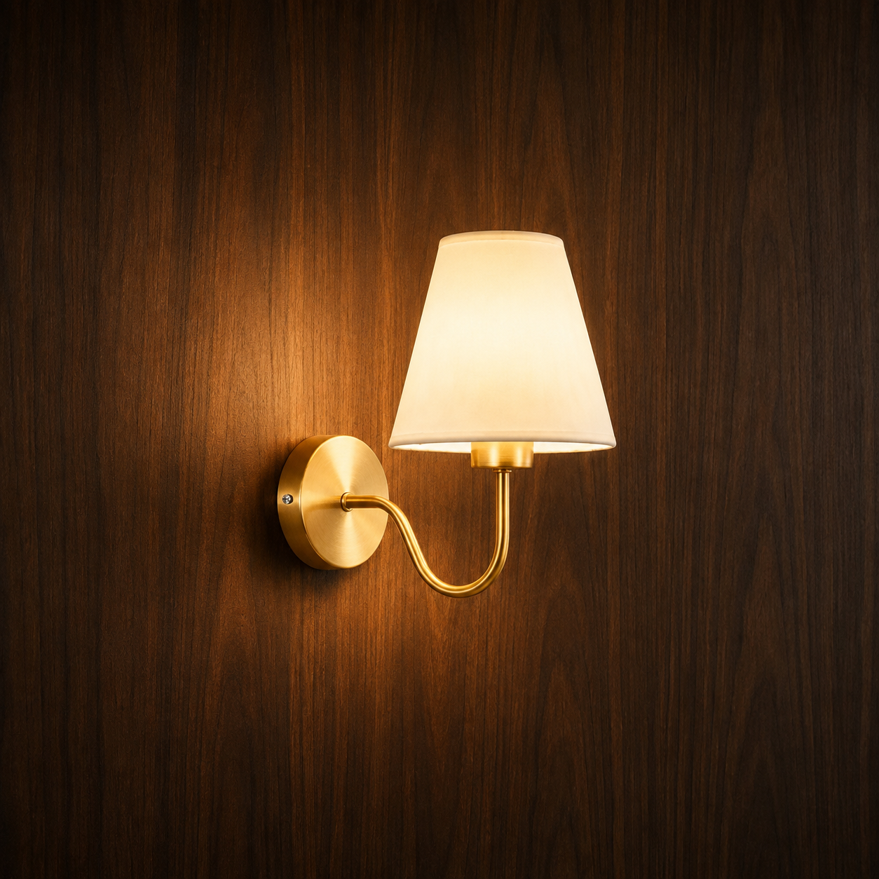 Hytte vintage metal and fabric wall light on a wall, NOGAN Lights