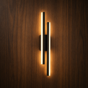 Utu modern designer LED wall light on a wood wall, NOGAN Lights