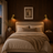 Adjustable brass wall light used as a reading light beside a bed