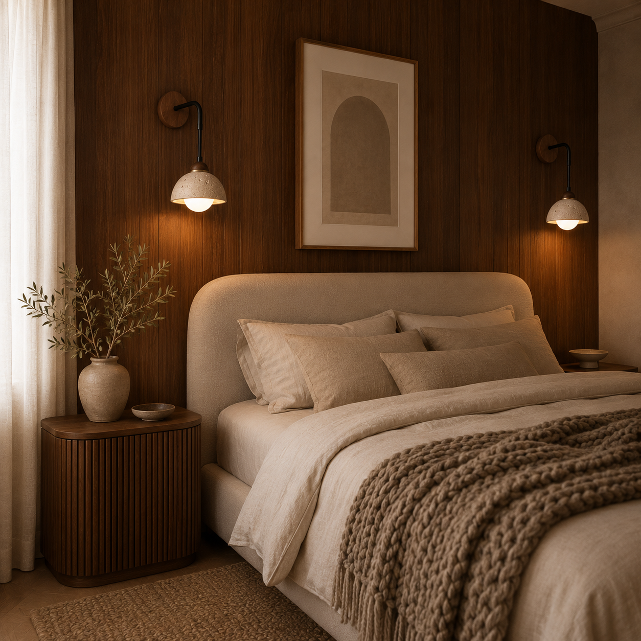 Eira modern wall light styled in a bright living room