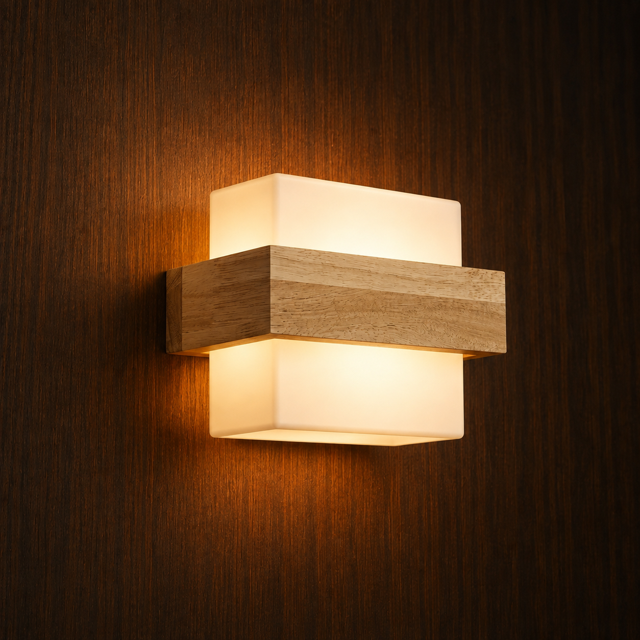 Glim designer LED wall light on a wall, NOGAN Lights