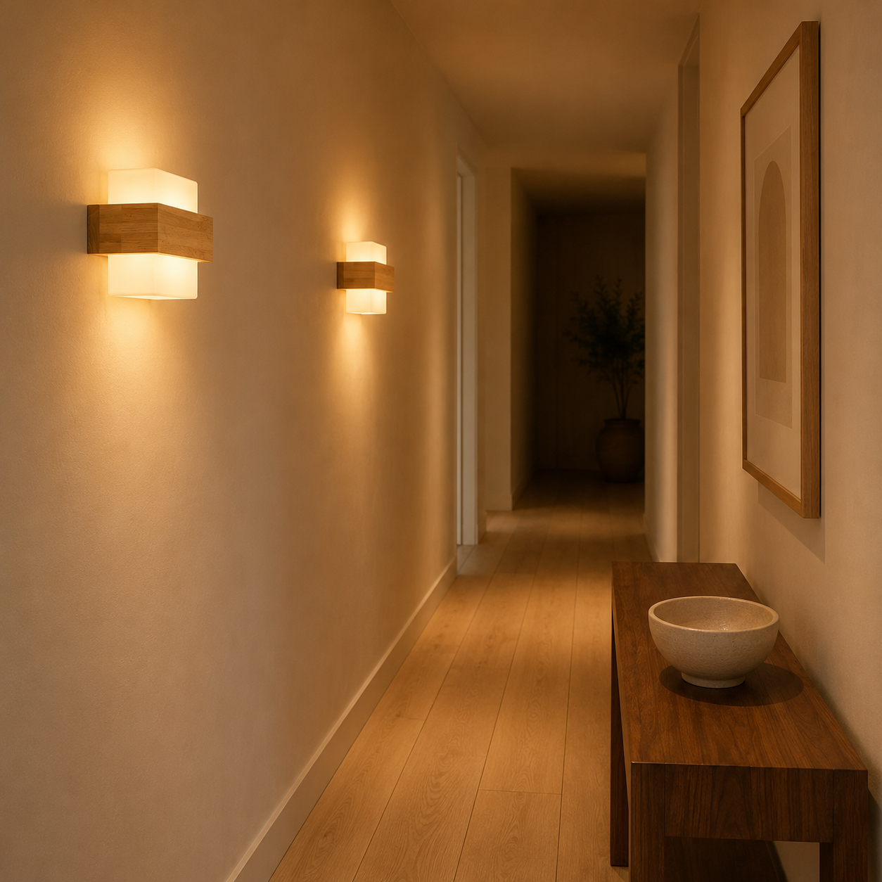 Glim designer LED wall light styled in a contemporary interior
