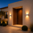 IP65 wall light casting a warm glow beside an outdoor door