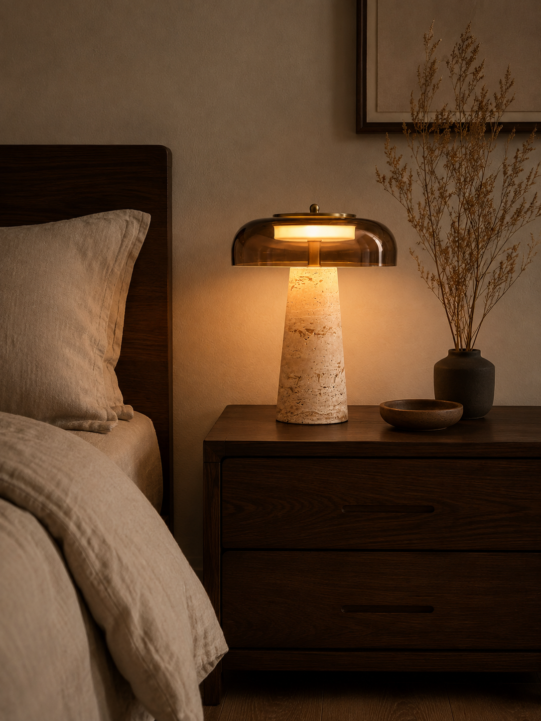 Genuine Travertine Table Lamp | Kaya