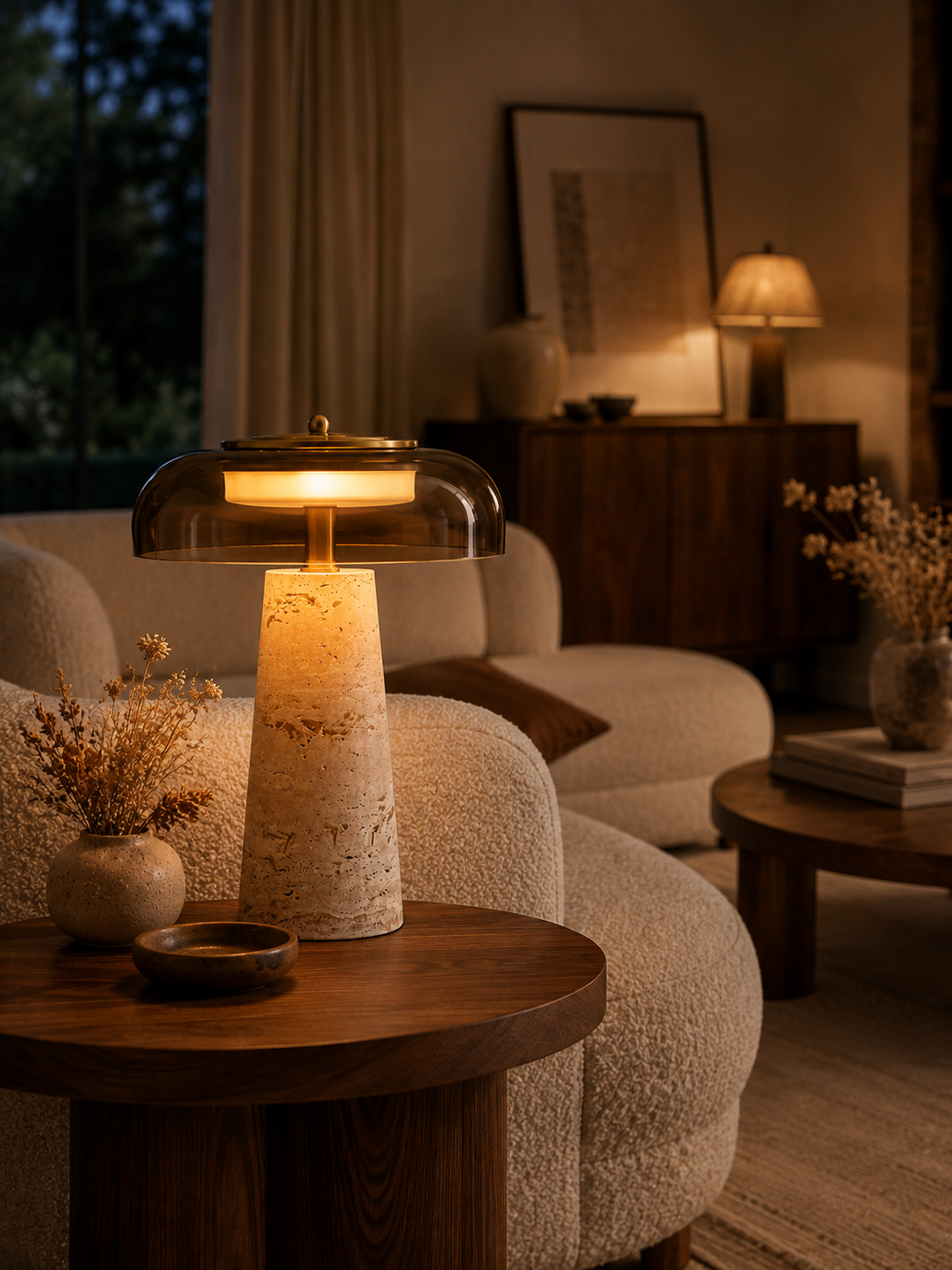 Genuine Travertine Table Lamp | Kaya