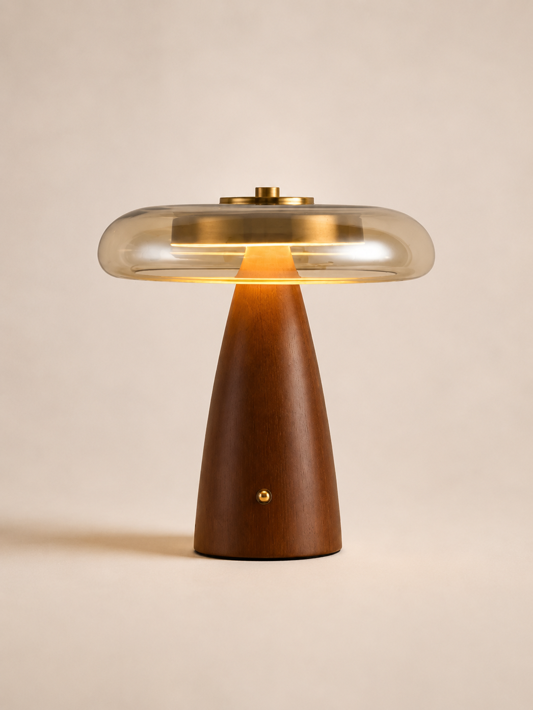 Walnut & Amber Glass LED Table Lamp | Lykke