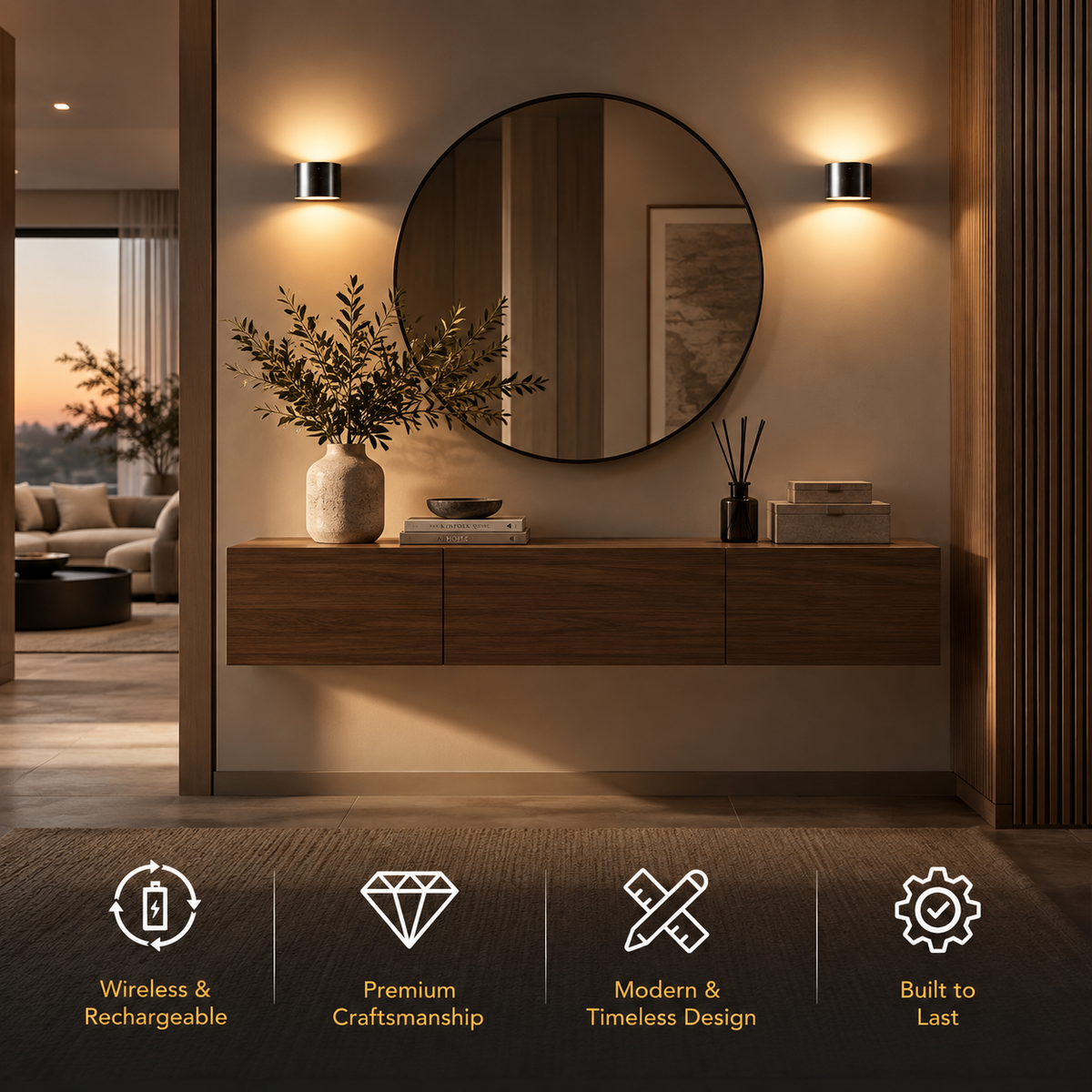 Rechargeable Wireless LED Wall Lights | Ylva