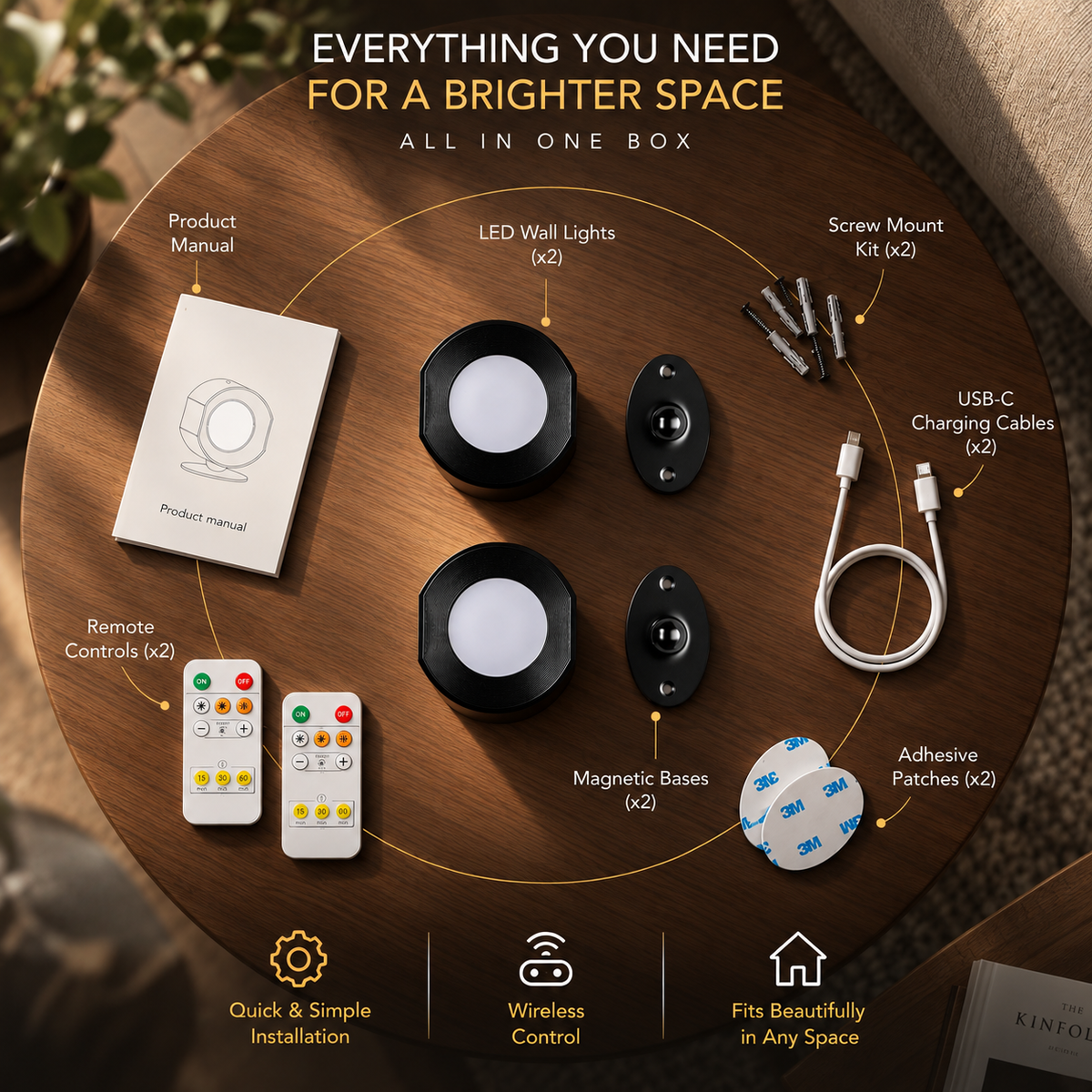 Rechargeable Wireless LED Wall Lights | Ylva