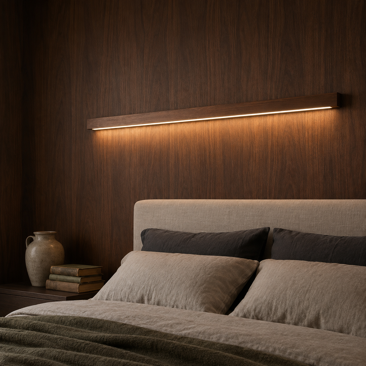 Solid Wood Wall Light with Linear LED | Linepar