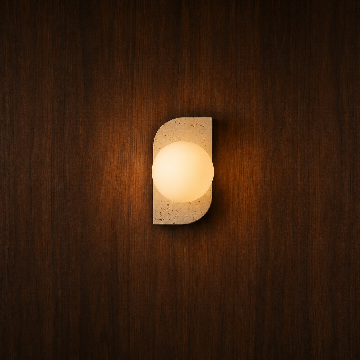Travertine & Opal Glass Wall Light | Memi
