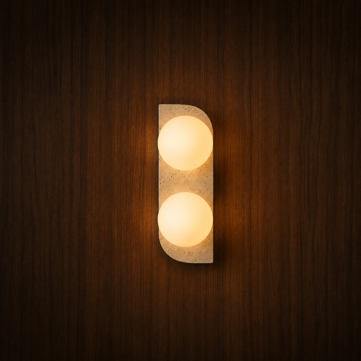 Travertine & Opal Glass Wall Light | Memi