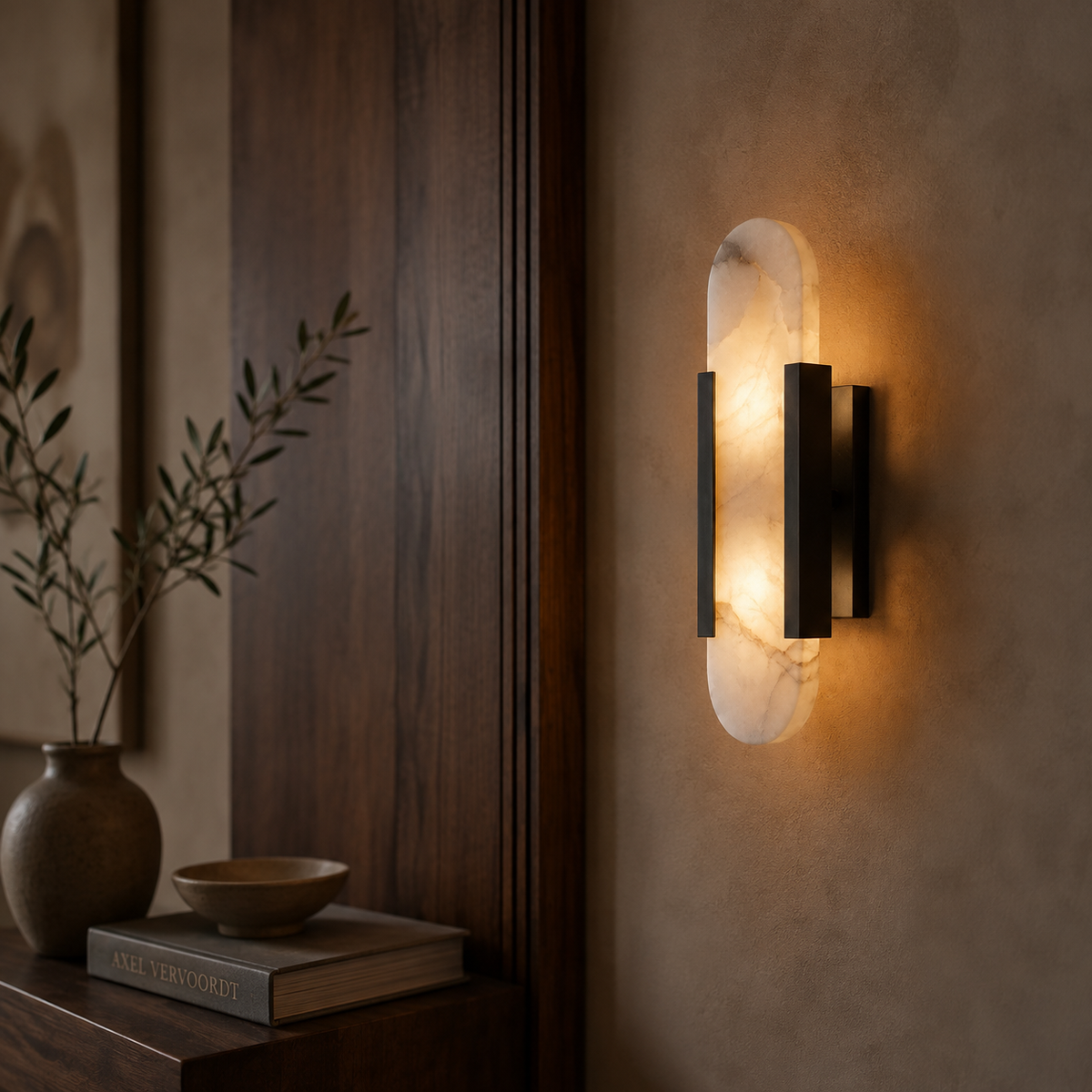 Genuine Alabaster & Brass Wall Light | Dyria