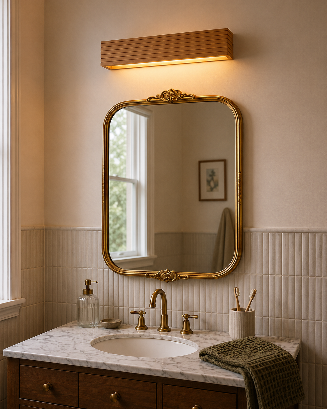 Solid Wood LED Bathroom Wall Light | Haya