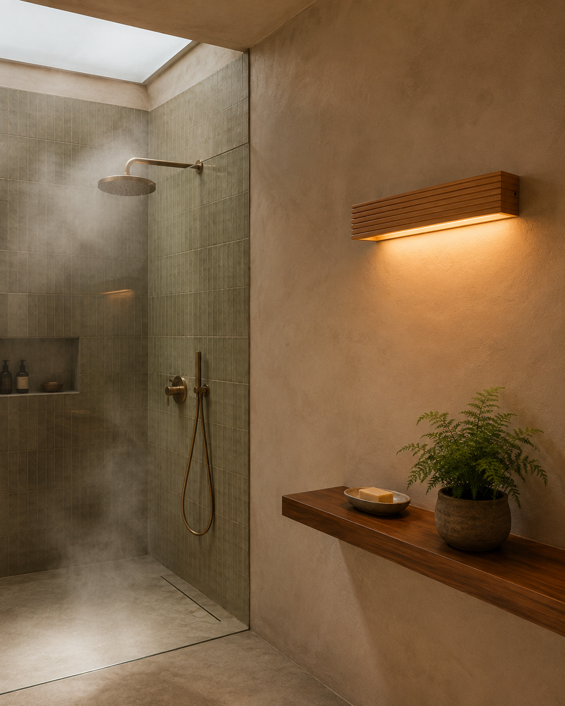 Solid Wood LED Bathroom Wall Light | Haya