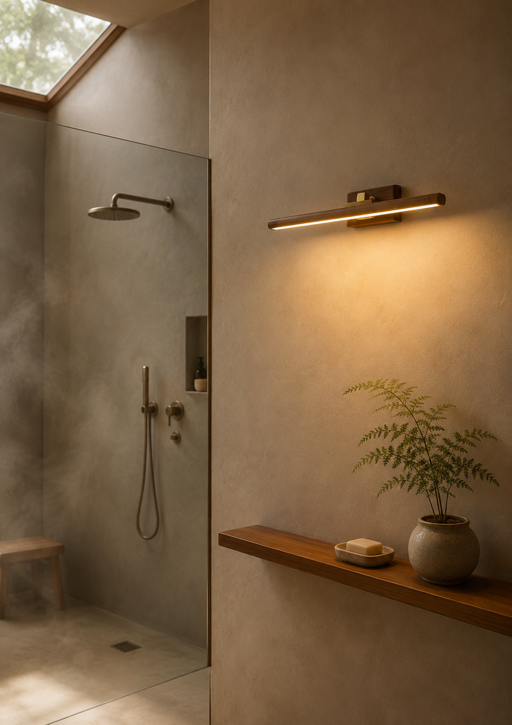 Wooden LED Bathroom Wall Light | Bakol