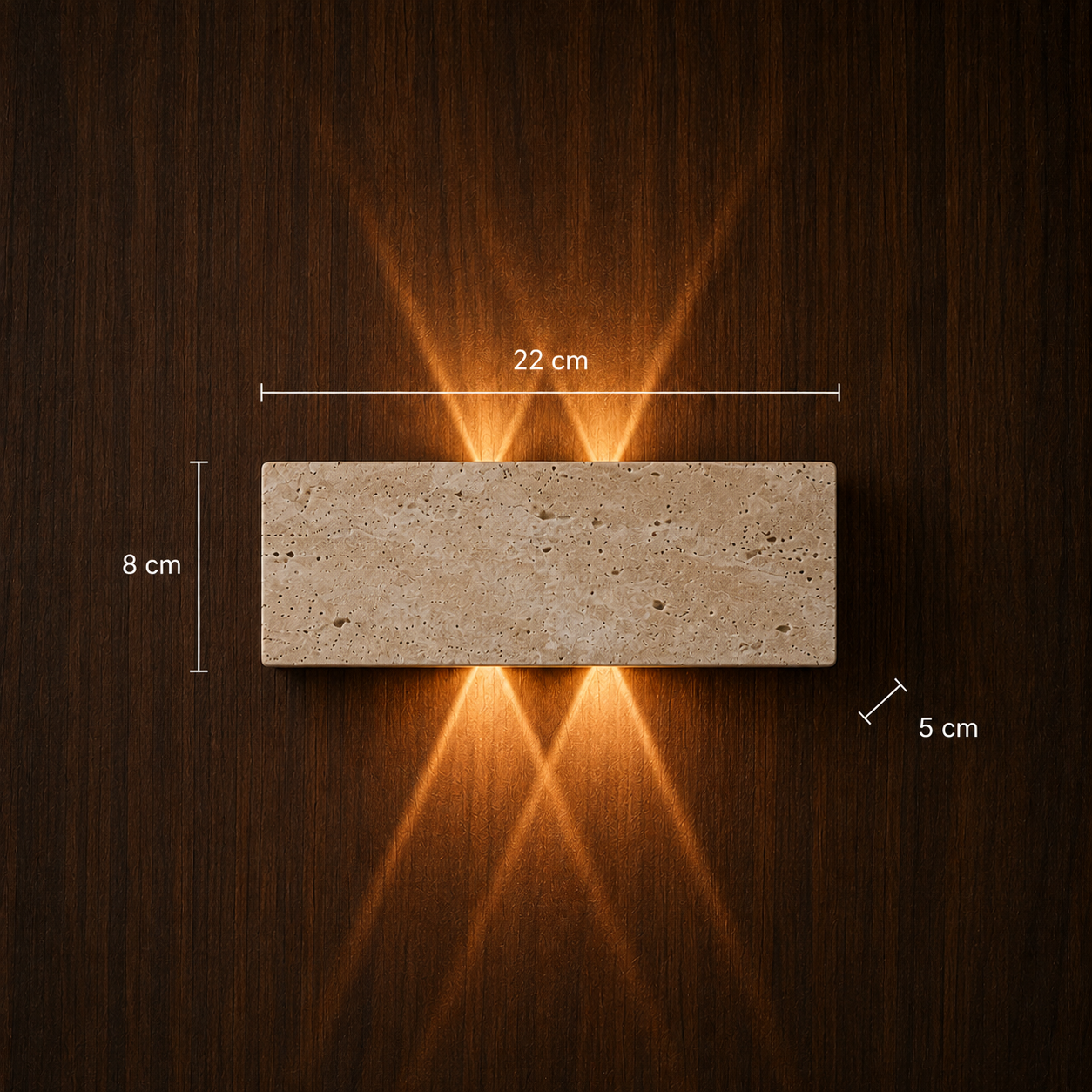 Close-up of natural travertine stone texture on the Stein wall light