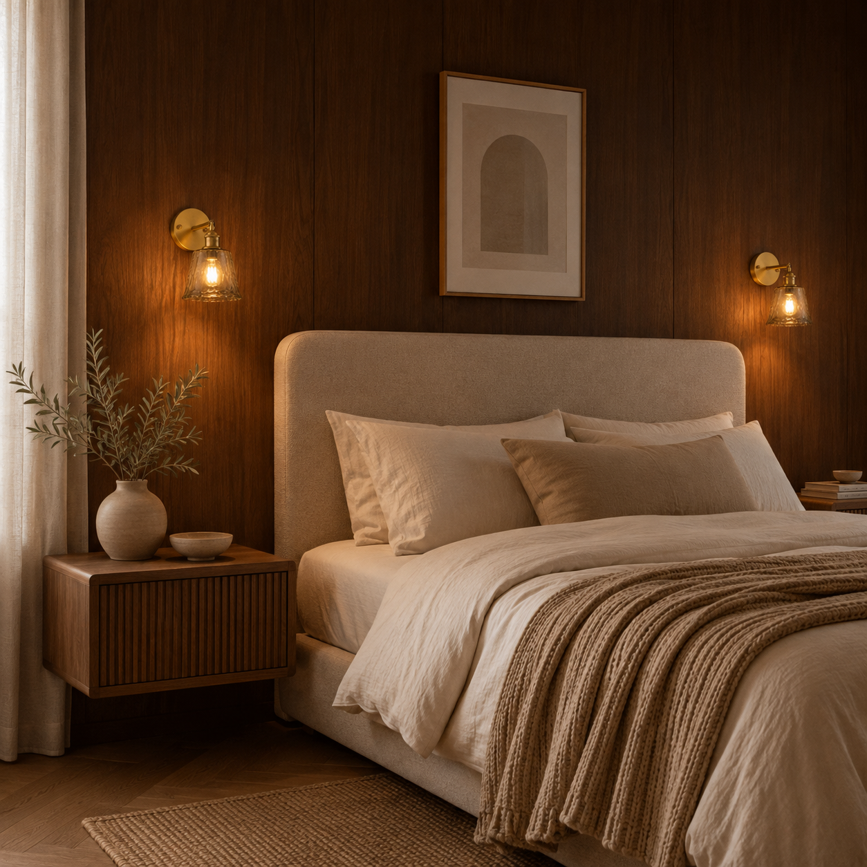 Dvale vintage wall light styled in a warm interior