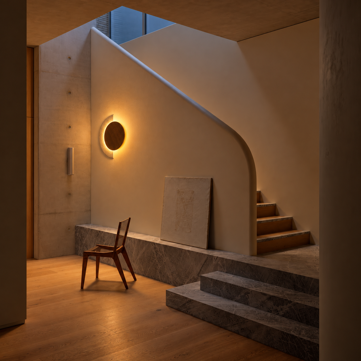 Designer Travertine & Wood LED Wall Light | Orane